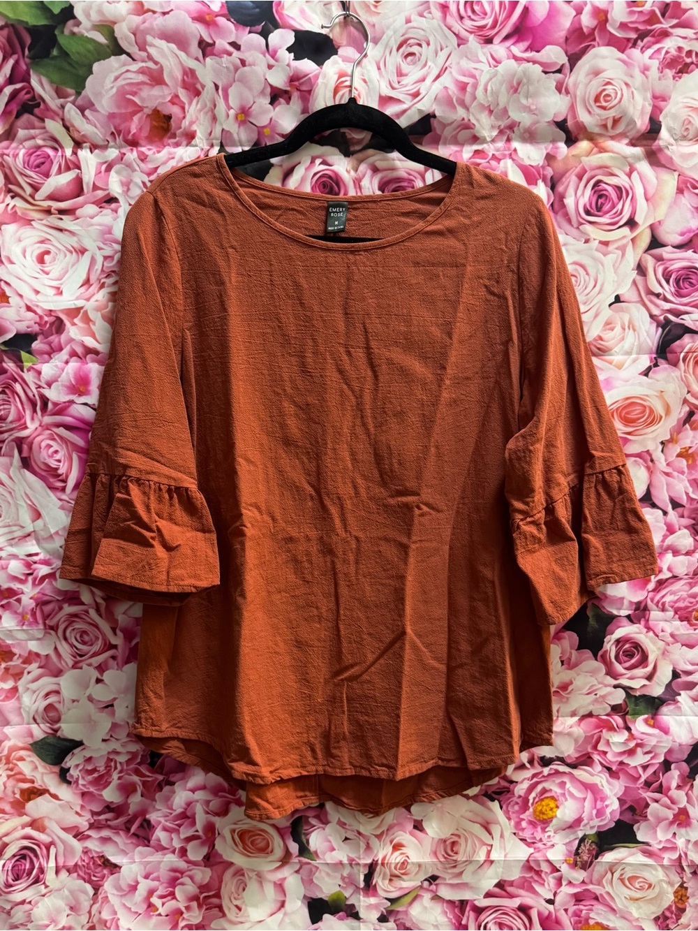 Universal Thread Burnt Orange Bell Sleeve Tunic Top
